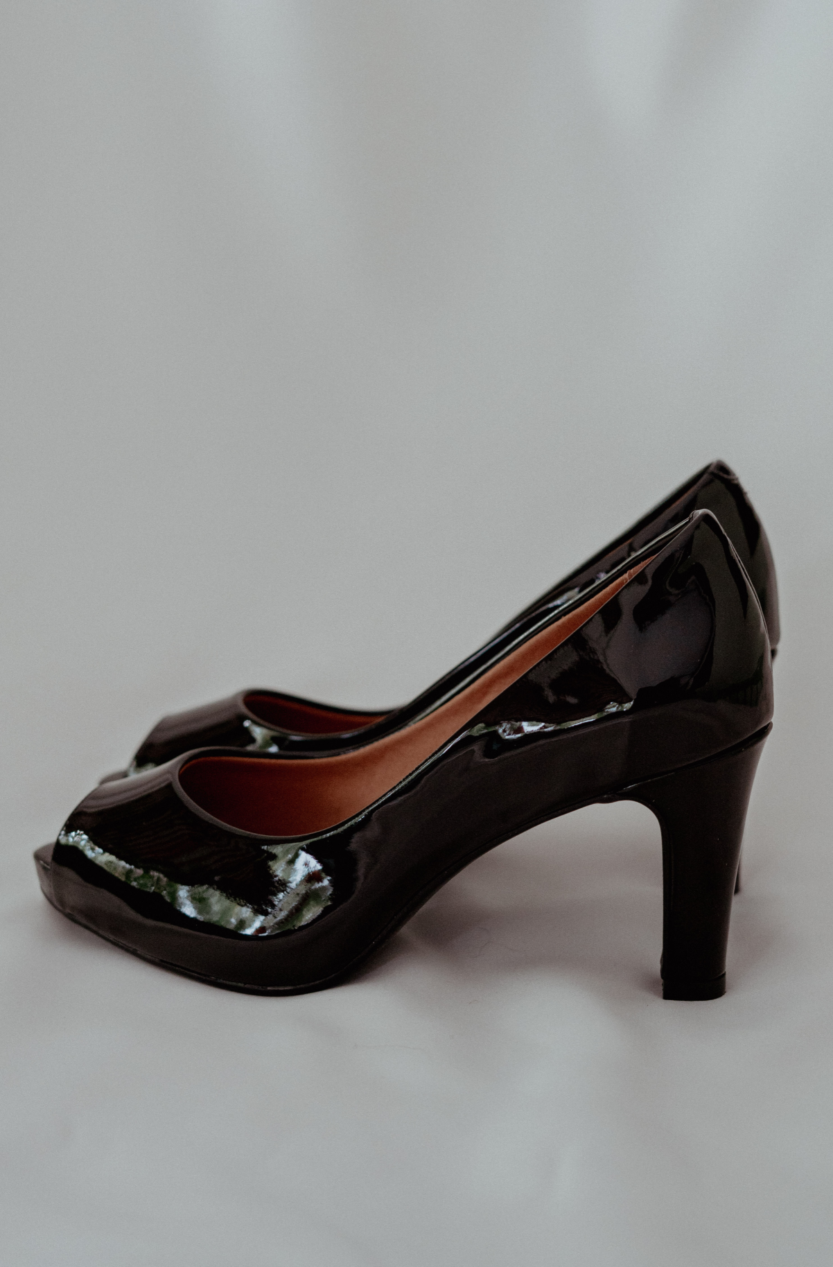 Sophie Patent Peep Toe Block Heel in Black