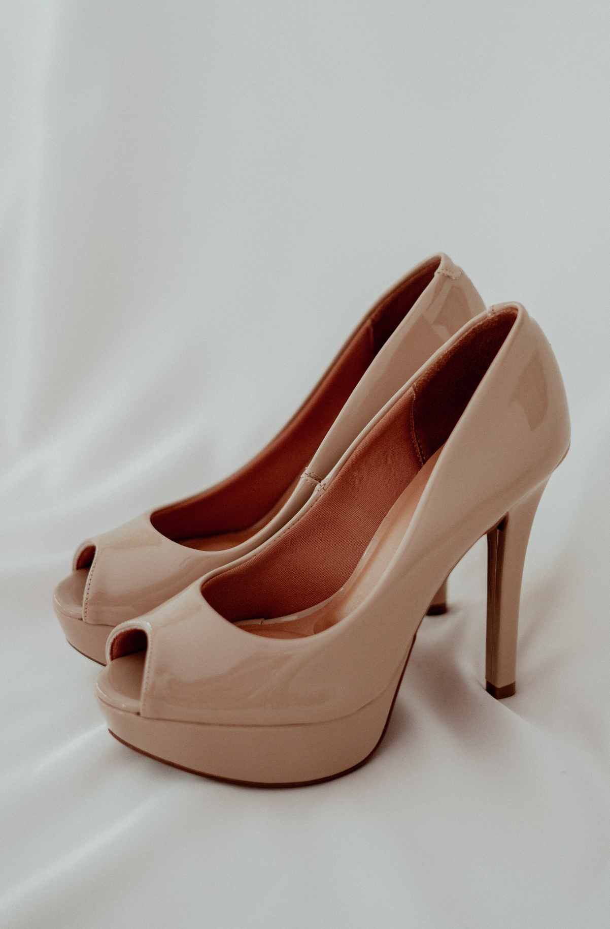 Stella Open Toe Heels - Patent Nude