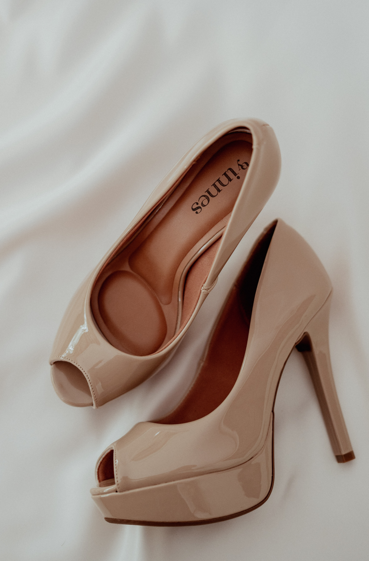 Stella Open Toe Heels - Patent Nude